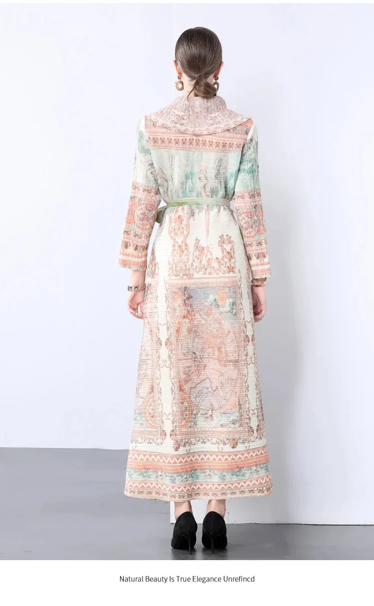 Miyake Ruffle Maxi Dress - Loose Large Printed Dress