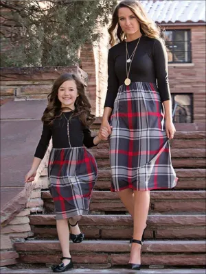 Mommy & Me Fall Long Sleeve Plaid Dress