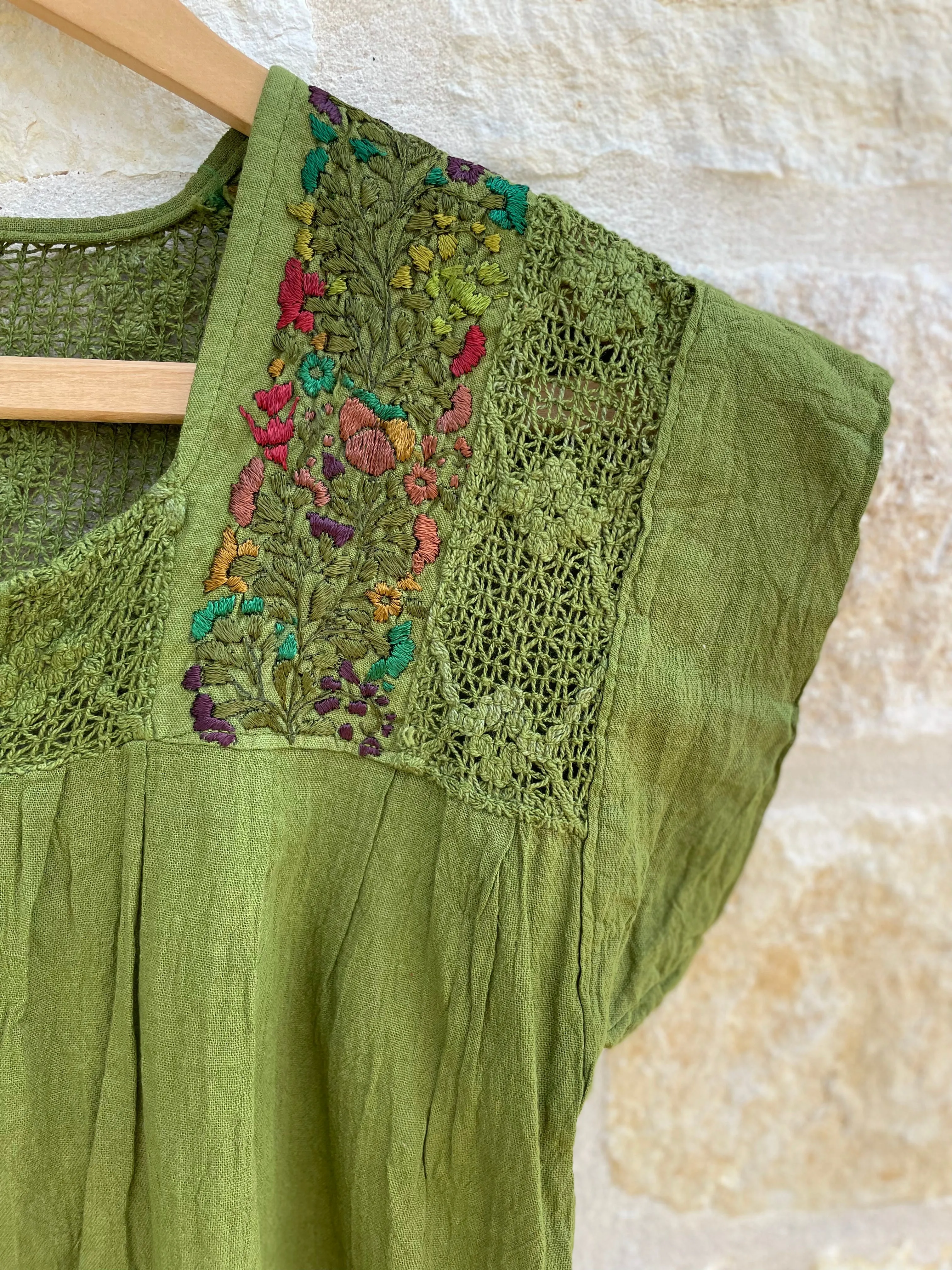 Moss Green Short Sleeve Franco Blouse