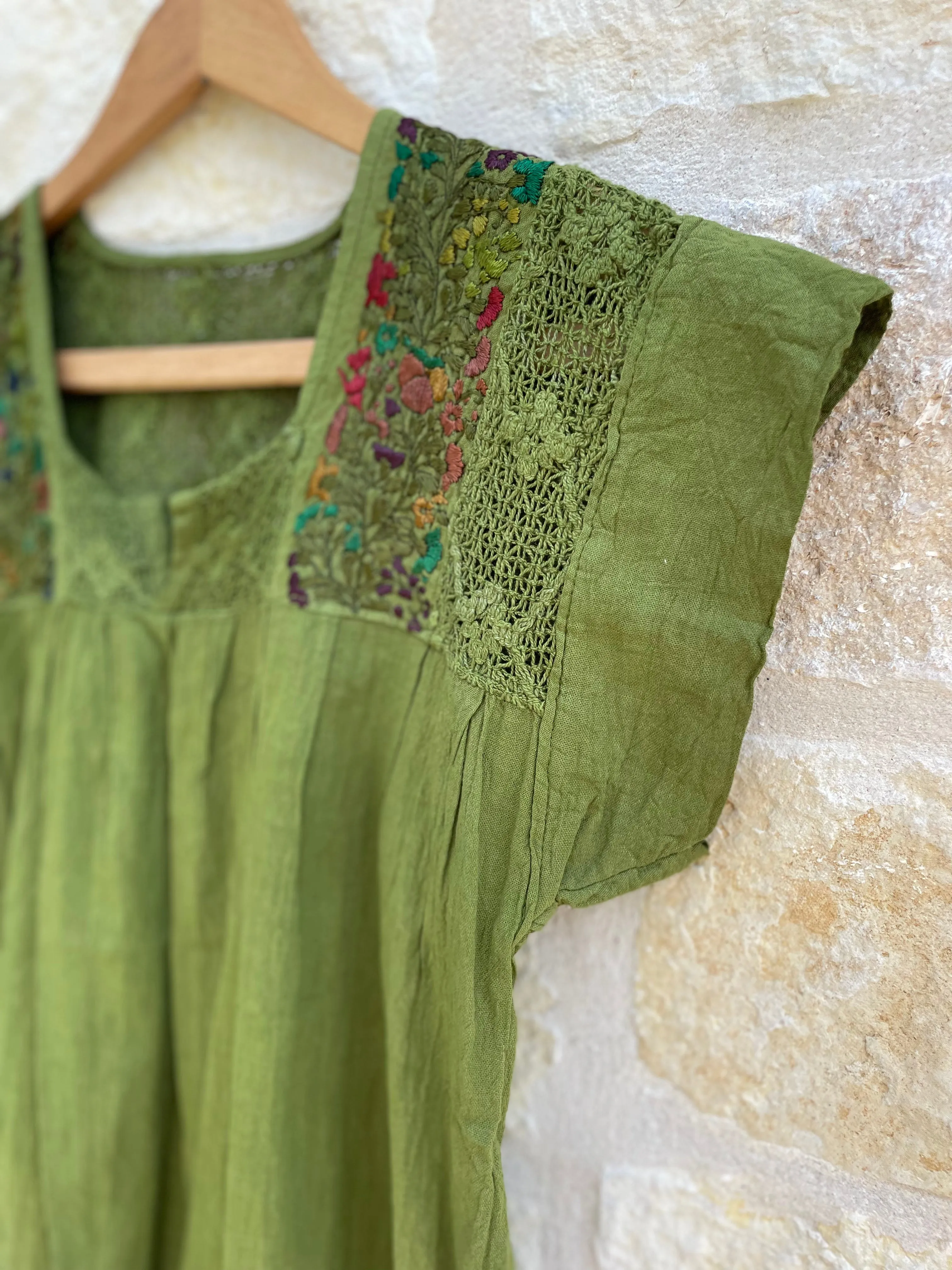 Moss Green Short Sleeve Franco Blouse
