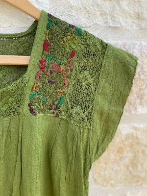 Moss Green Short Sleeve Franco Blouse