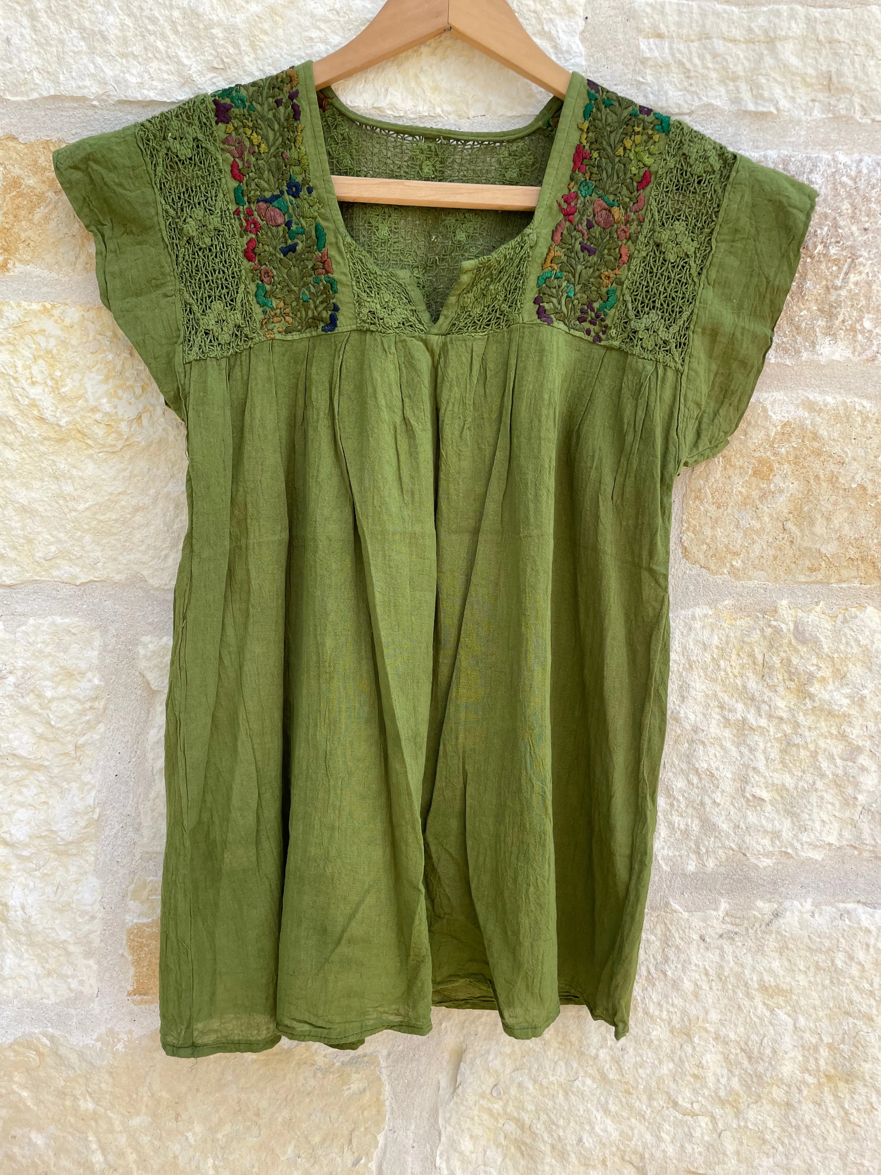 Moss Green Short Sleeve Franco Blouse