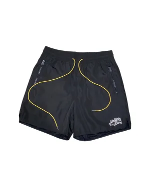 MPR CLOTHING 3M BLACK LONG DRAWSTRING SHORTS