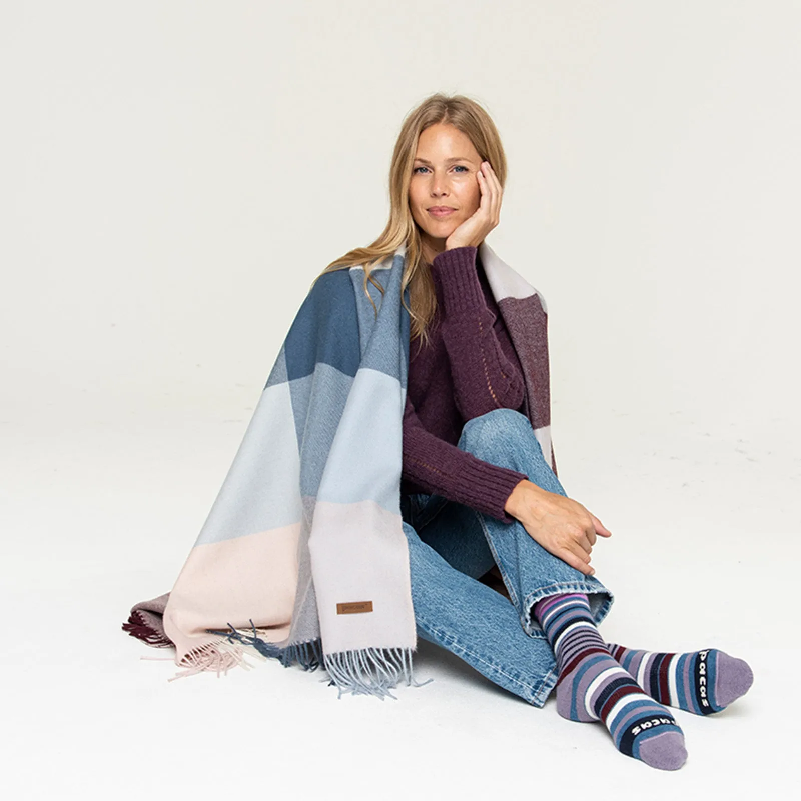 Multi Plaid Throw Blanket