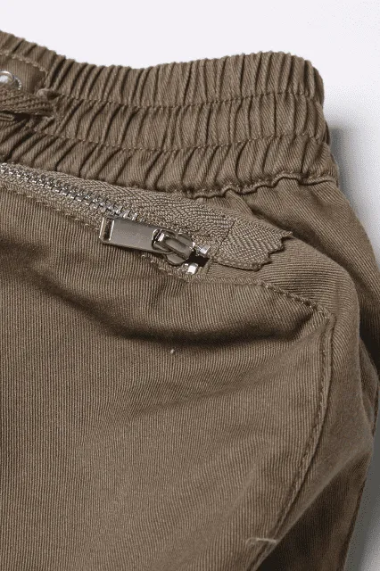 multi-pocket zipper high waist skirt