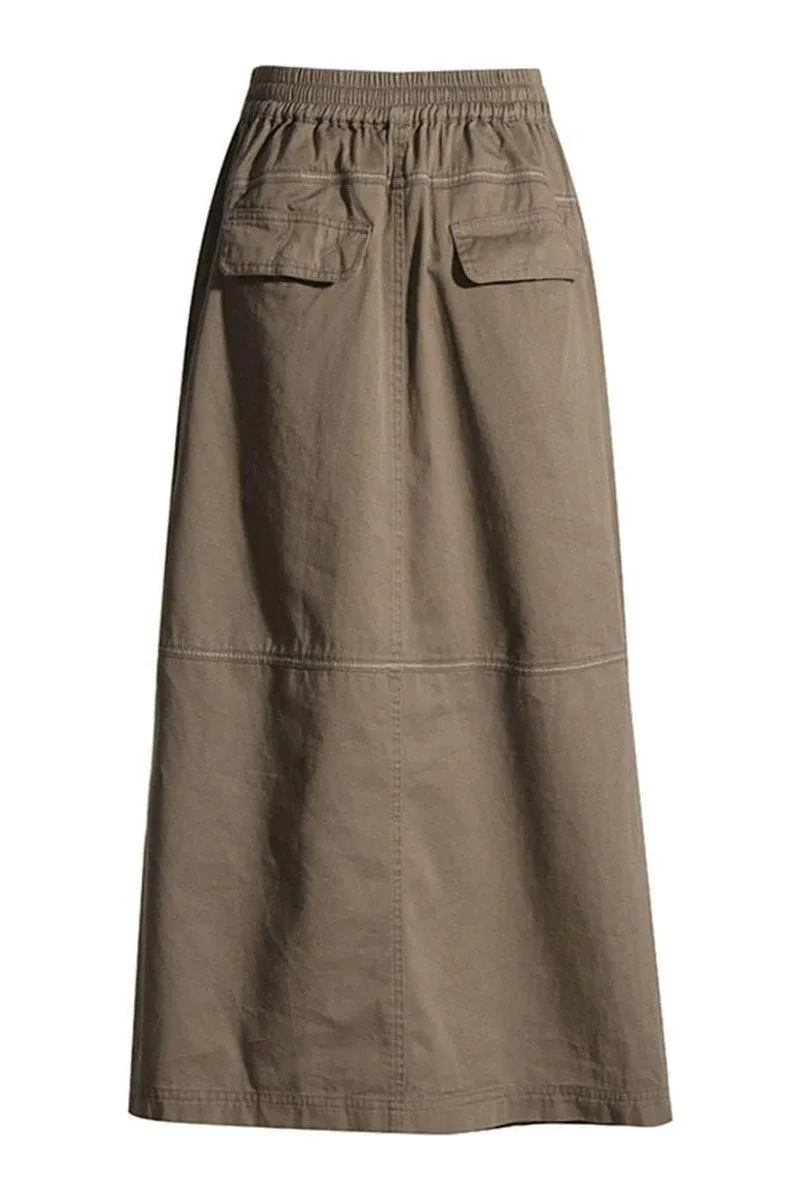 multi-pocket zipper high waist skirt