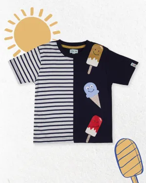 Multicoloured Happy Ice Cream Print T-Shirt