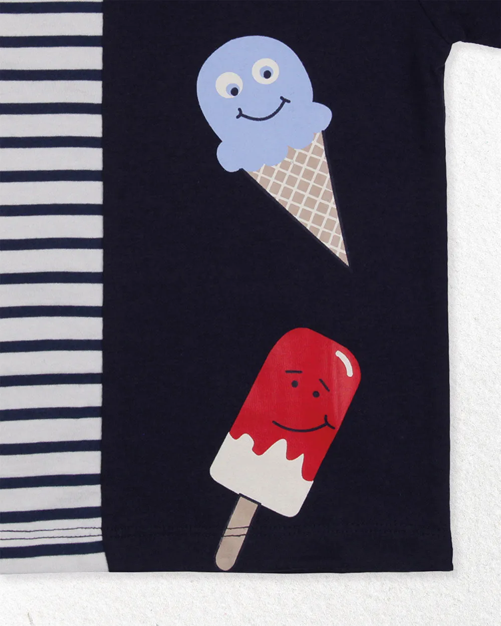 Multicoloured Happy Ice Cream Print T-Shirt