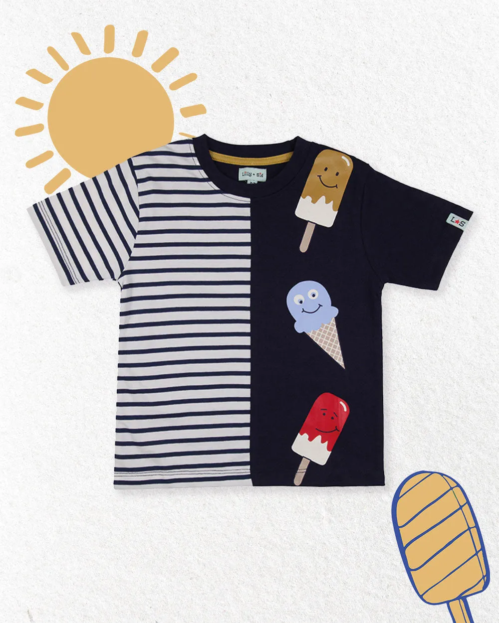 Multicoloured Happy Ice Cream Print T-Shirt
