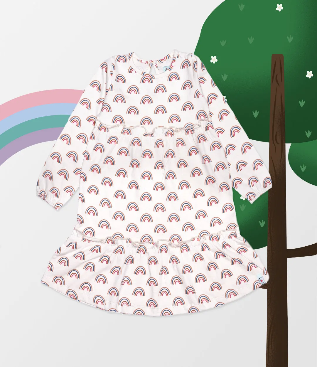 Multicoloured Rainbow Print Dress