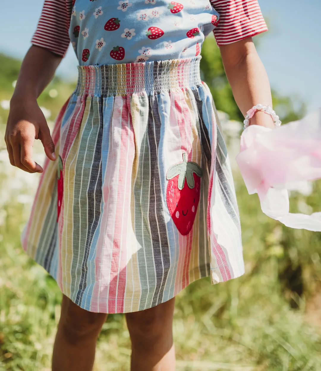 Multicoloured Rainbow Stripe Print Skirt