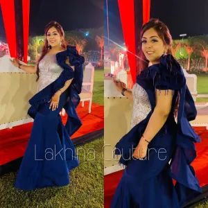 Navy Blue Ruffled Gown