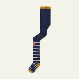 Navy Stripe Print Tights