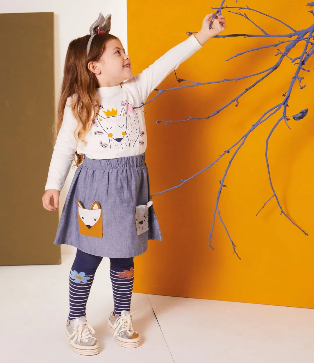 Navy Stripe Print Tights