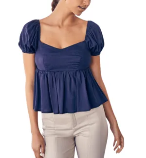 Navy Tie Back Top