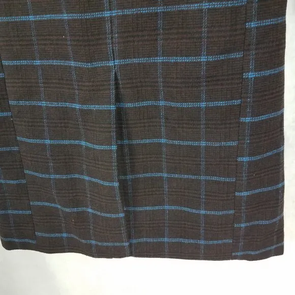 NEW A new day Size S Double Breasted Coat in Brown Blue Plaid NWT $60