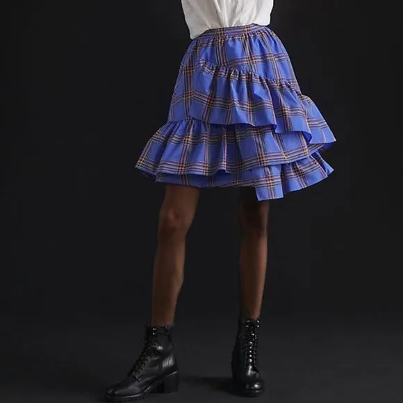 new anthropologie Maeve Tiered Ruffled Mini Skirt