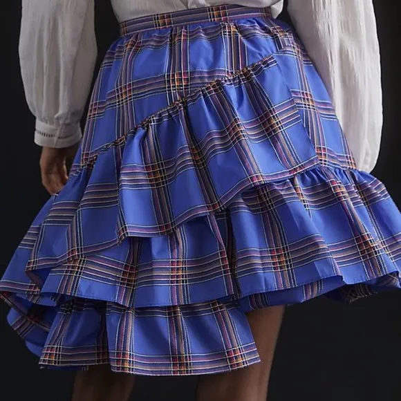 new anthropologie Maeve Tiered Ruffled Mini Skirt