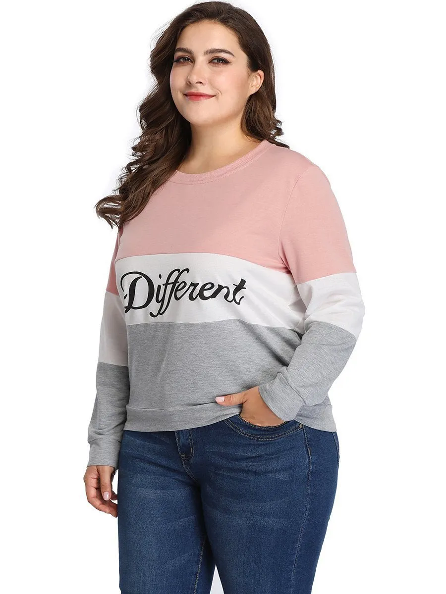 New XL Personality Irregular Stitching Knit Printed Long-sleeved T-shirt
