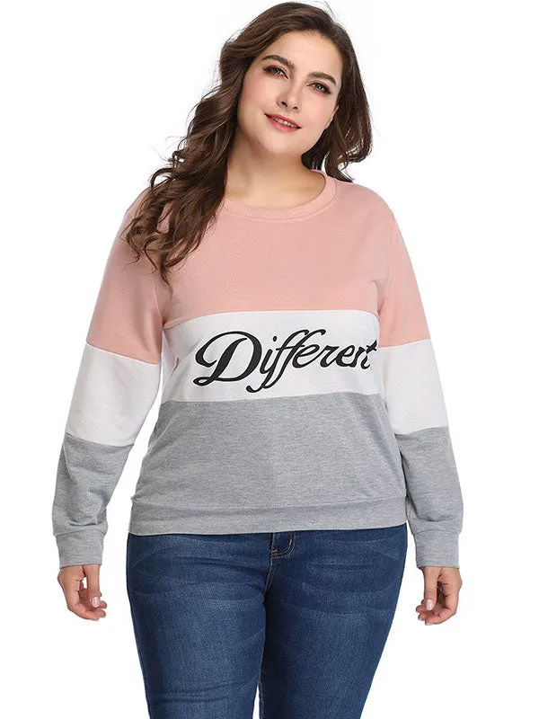 New XL Personality Irregular Stitching Knit Printed Long-sleeved T-shirt