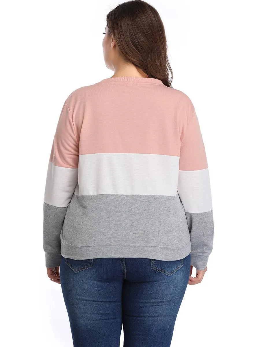 New XL Personality Irregular Stitching Knit Printed Long-sleeved T-shirt
