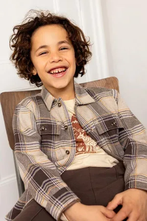 Noppies Boys Long Sleeve Plaid Harlow Shirt - Fog