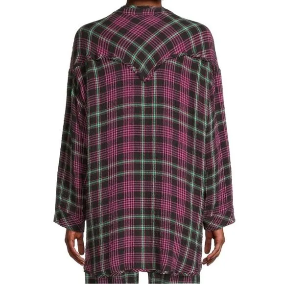 NWT Free People Intimately Plaid About You FlannelSleep long sleeve shirt XS
