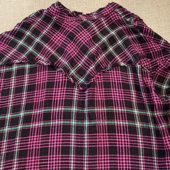 NWT Free People Intimately Plaid About You FlannelSleep long sleeve shirt XS