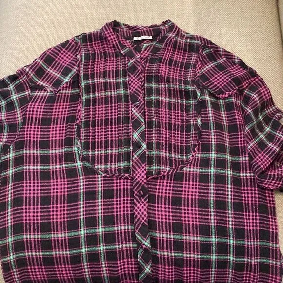 NWT Free People Intimately Plaid About You FlannelSleep long sleeve shirt XS
