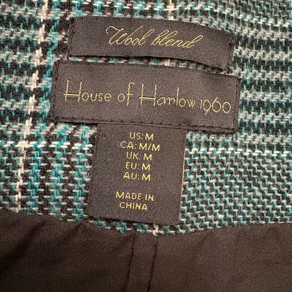 NWT House of Harlow 1960 Super High Waist Wool Belted Green Plaid Shorts Size M