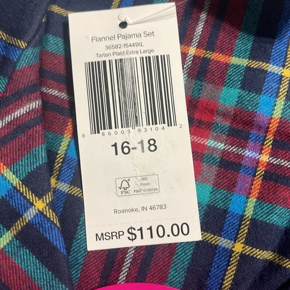 NWT Vera Bradley plaid pajama set