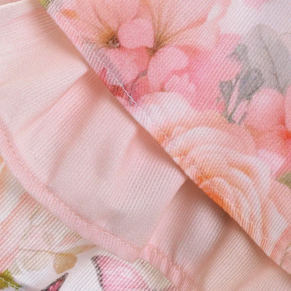 Ocean Baby Girls Peach Rose & Butterfly Smocked Skirt Set (18M-12Y)