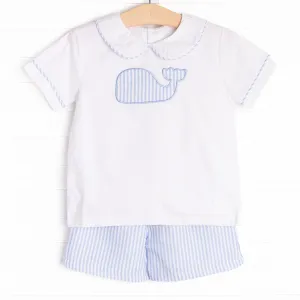 Ocean Blue Applique Short Set, Blue