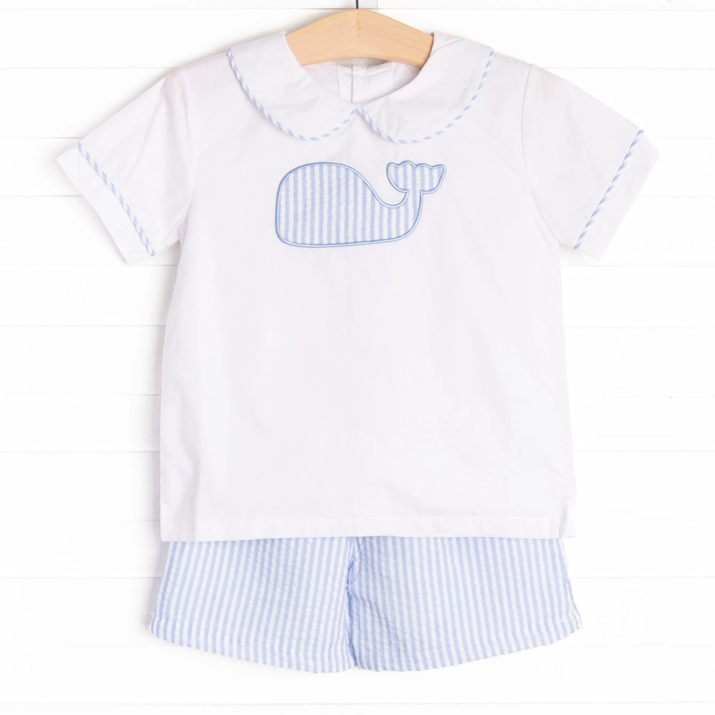 Ocean Blue Applique Short Set, Blue
