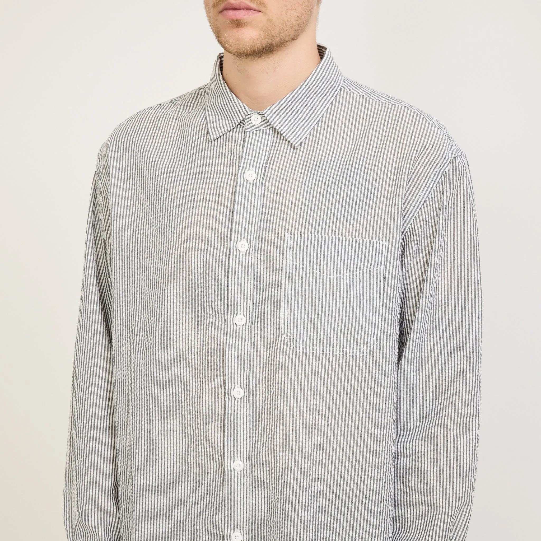 OG Stripe Seersucker Shirt Black
