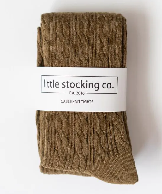 Olive Cable Knit Tights
