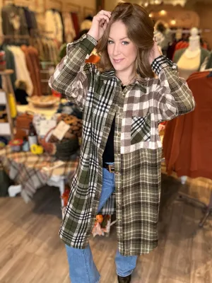 Olive Multi Plaid Long Shacket