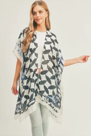 OMBRE FRONT AND GEOMETRIC BACK PRINT KIMONO