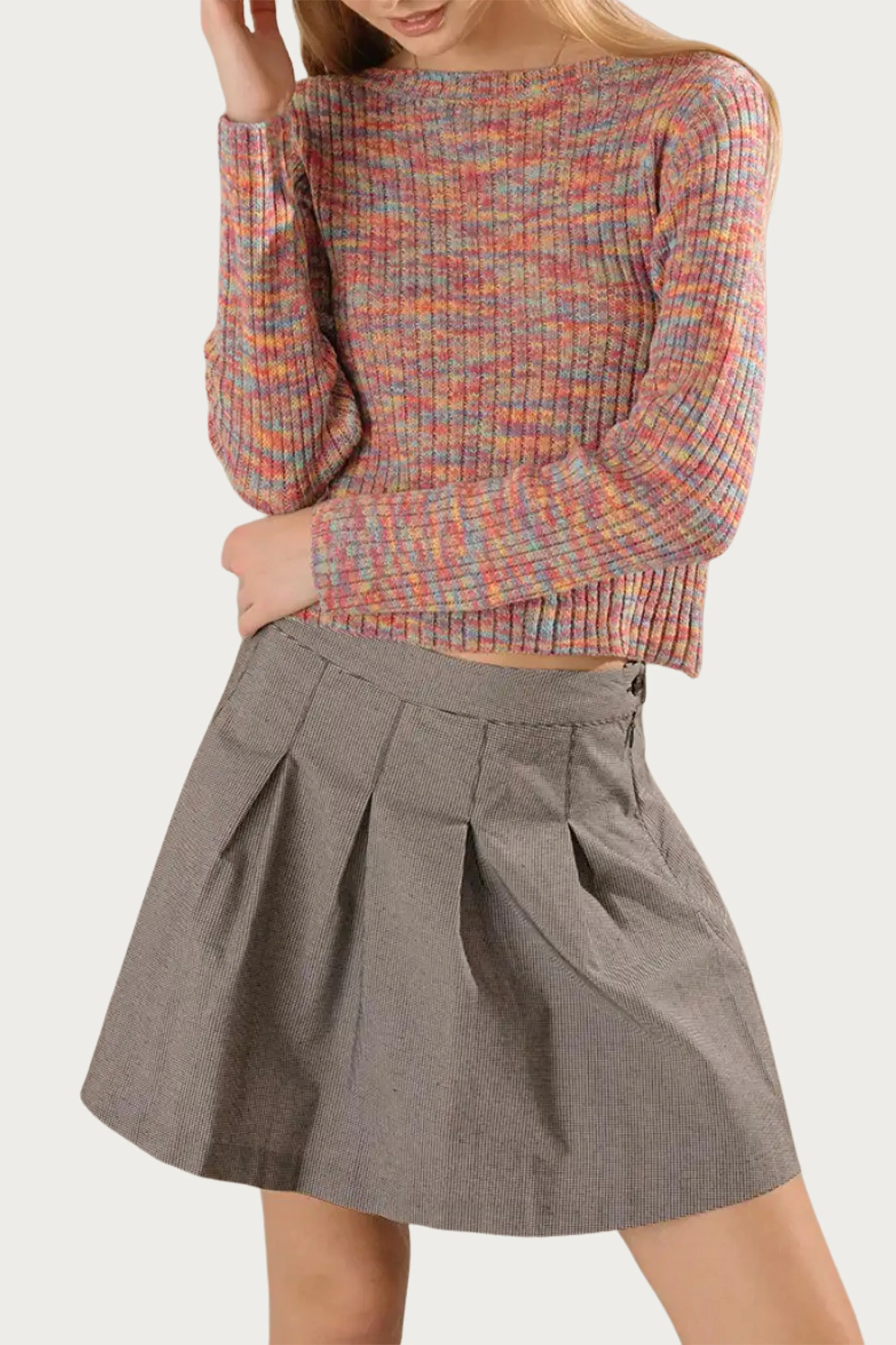 OPEN-BACK RIBBED-KNIT SWEATER