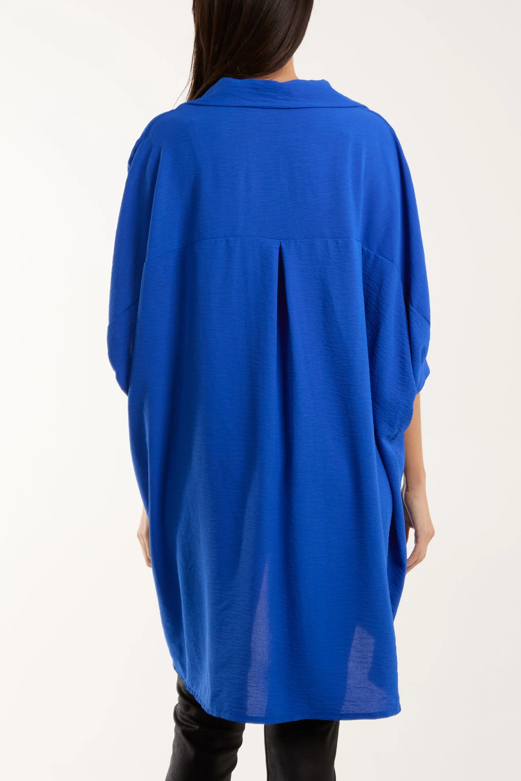 Open Collar Short Sleeve Blouse