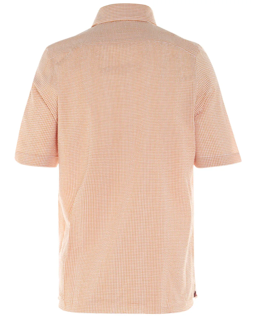 Orange and White Seersucker Checked Short Sleeve Sportshirt