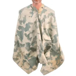 Original French WWII M-1935 Shelter Half Poncho with Rare Screen Printed Geometric Camouflage Pattern - dated 1940