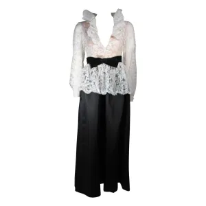 OSCAR DE LA RENTA Black and White Lace Gown Size Small