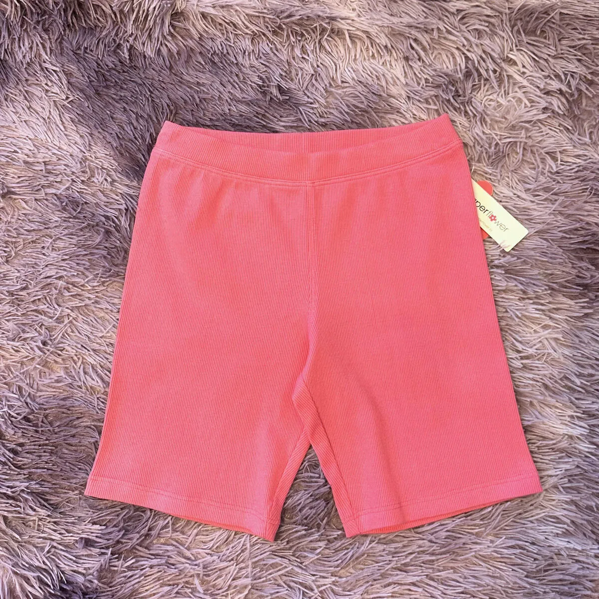 Paper Flower Rib Bike Short - Pink Cosmos