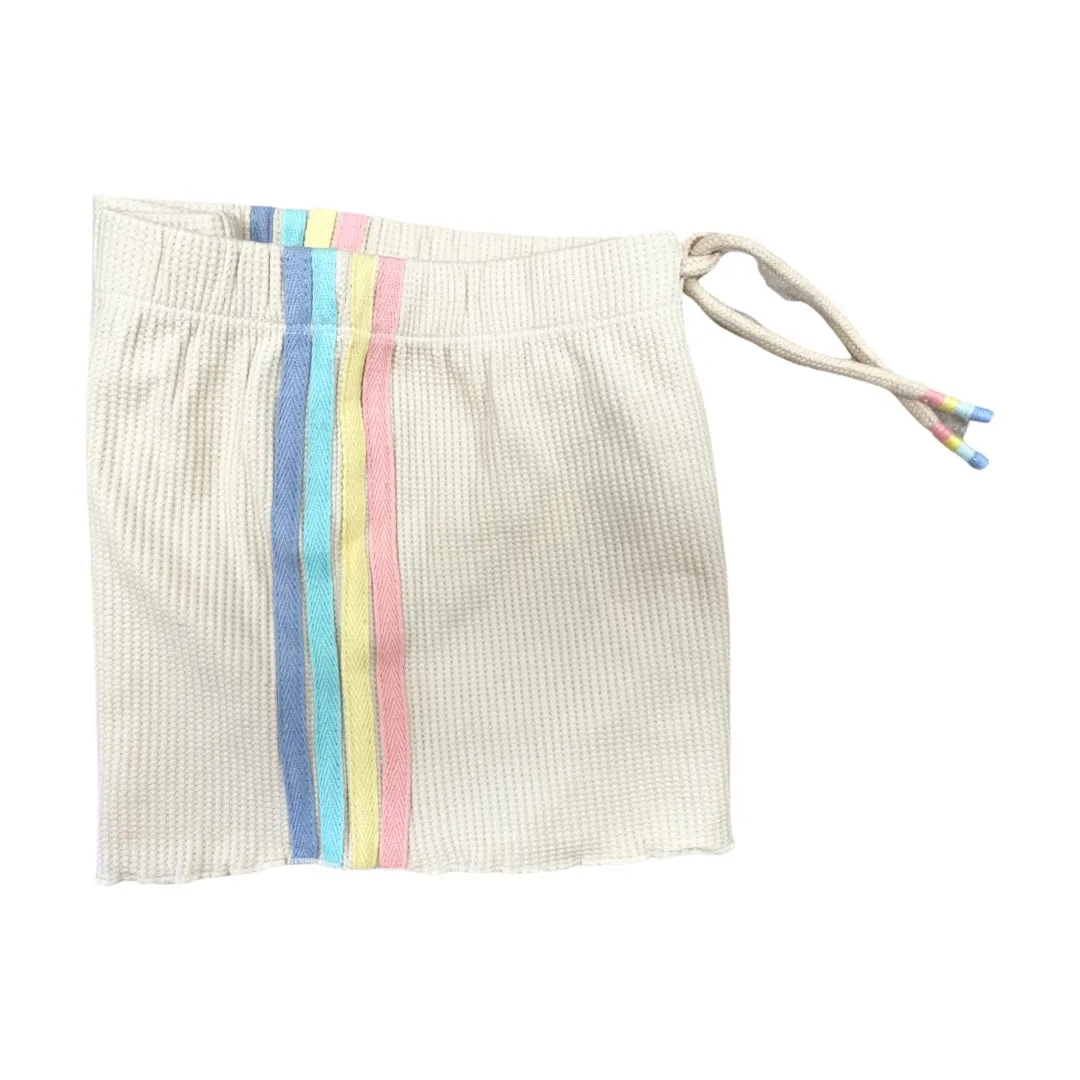 Paper Flower Short With Applique Side Stripes