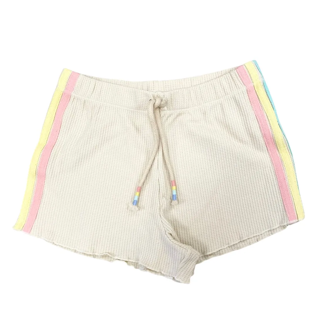 Paper Flower Short With Applique Side Stripes