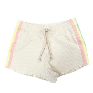 Paper Flower Short With Applique Side Stripes
