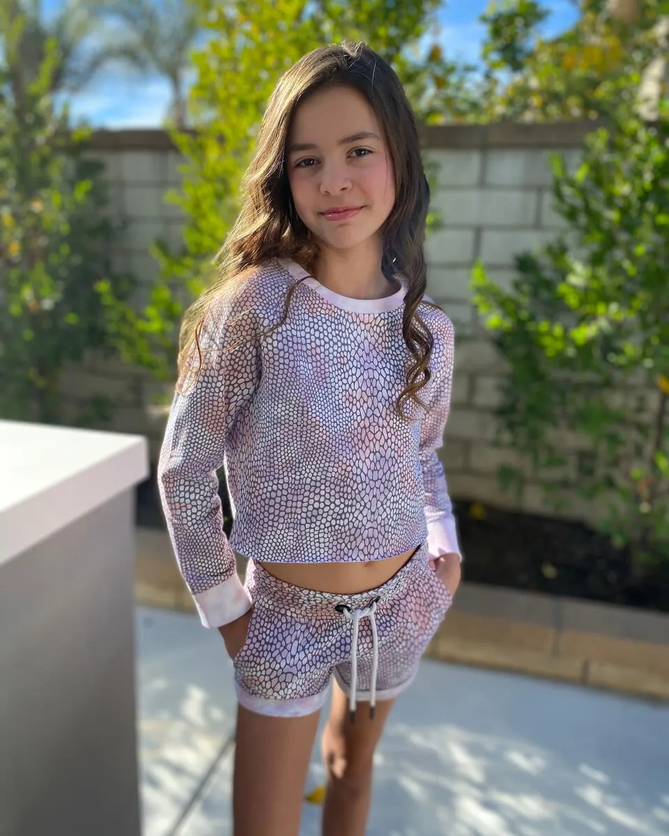 Paper Flower Snake Print Shorts