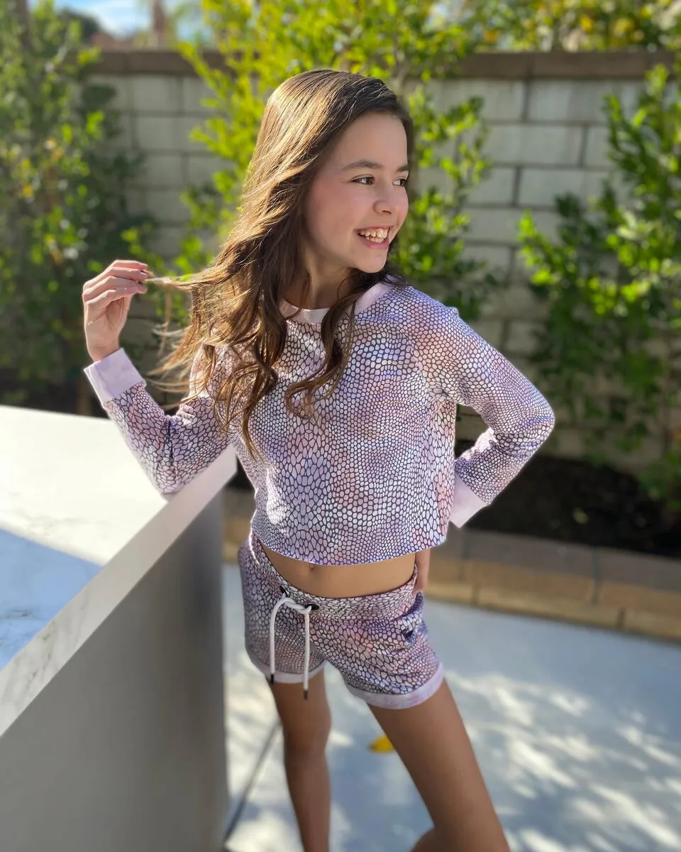 Paper Flower Snake Print Shorts