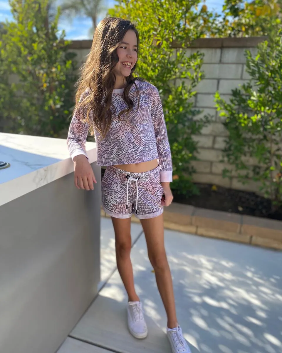 Paper Flower Snake Print Shorts